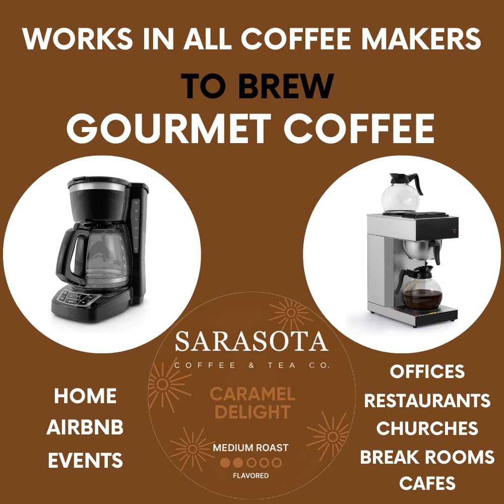 Sarasota K-Cup Coffee Pods | Medium Roast Flavored Coffee | Salted Caramel Cream | Single Serve for Keurig Brewers | Gourmet, Low Acid, Mold Free | 24 Count