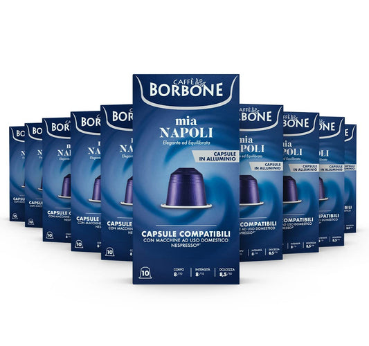 Caffe Borbone Aluminum Coffee Pods, Mia Napoli, Medium Roast, Bold and Intense, Genuine Italian Coffee - Compatible with Nespresso Original, NOT compatible with Vertuo - 100 Count