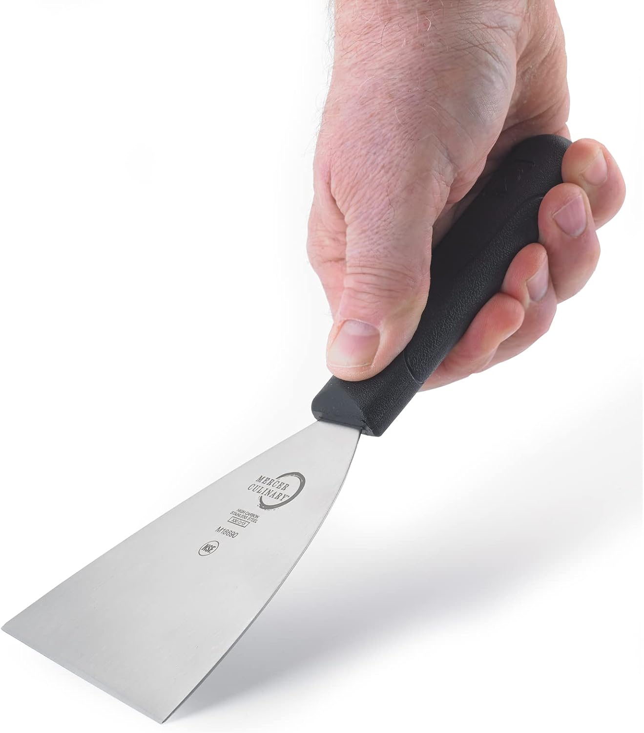 Mercer Culinary Millennia Grill Scraper, 4 Inch x 4-1/2 Inch Blade, Black Handle