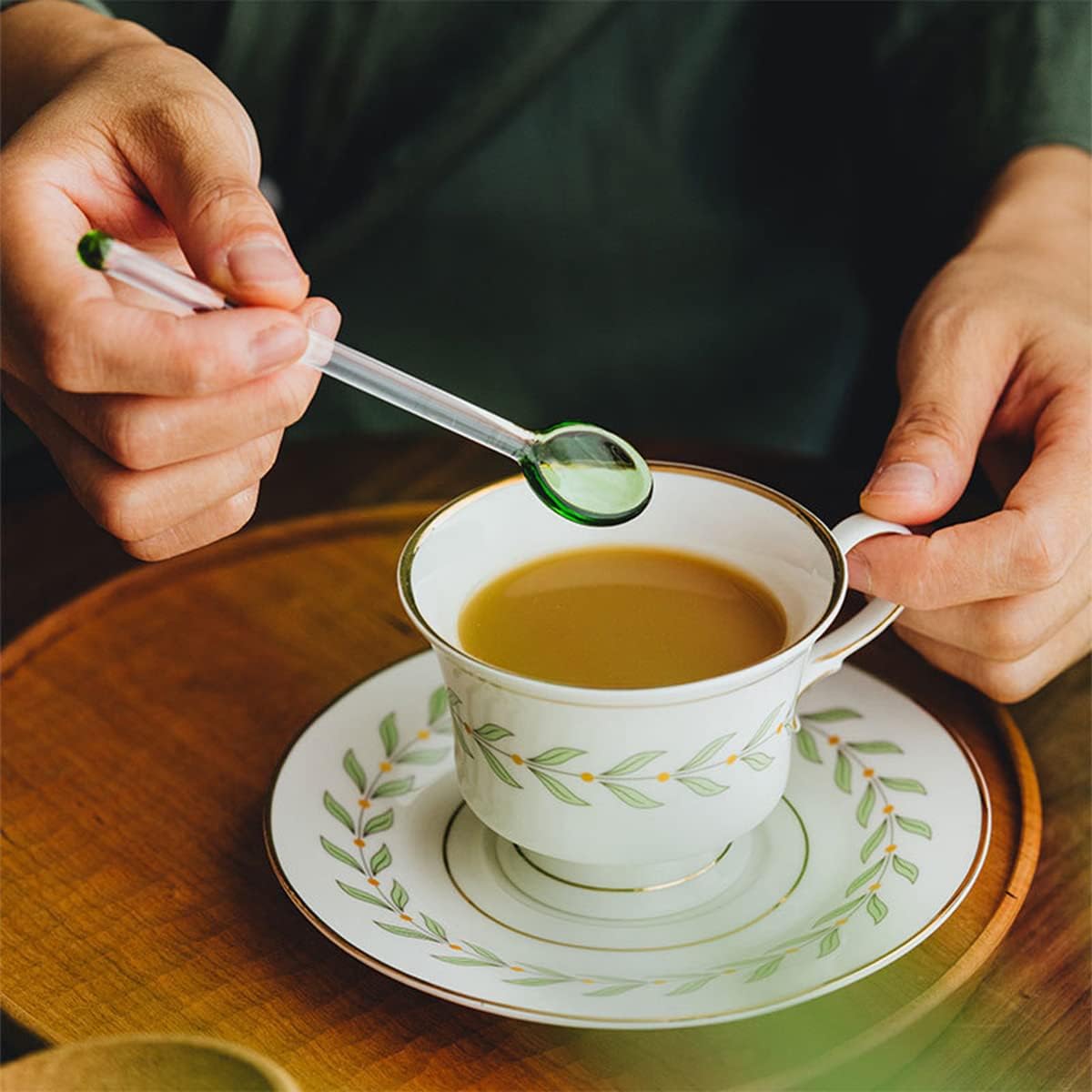 5 Pieces Glass Spoons for Coffee Teaspoons Glass Stirring Spoon Rod 5.9 inch Coffee Stirrers Ice Tea Spoon Glass Mixing Spoon for Tea SugarHome Bar Party