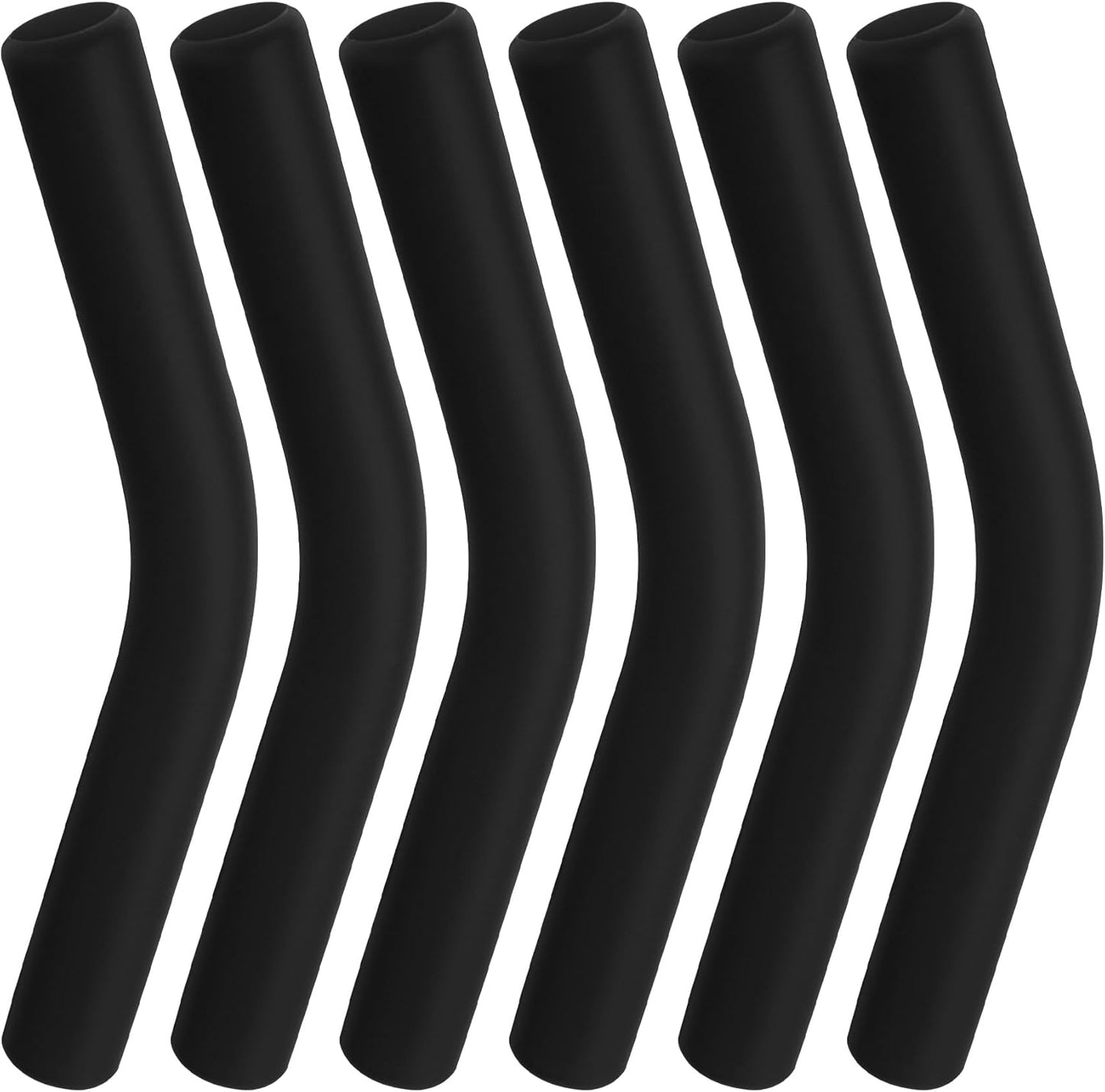 6pcs Food-Grade Silicone Straw Tips, Reusable Metal Straw Elbows Tips, Temperature Resistant Rubber Straw Covers Replacement Tip for 5/16" Stainless Steel Straws - Black