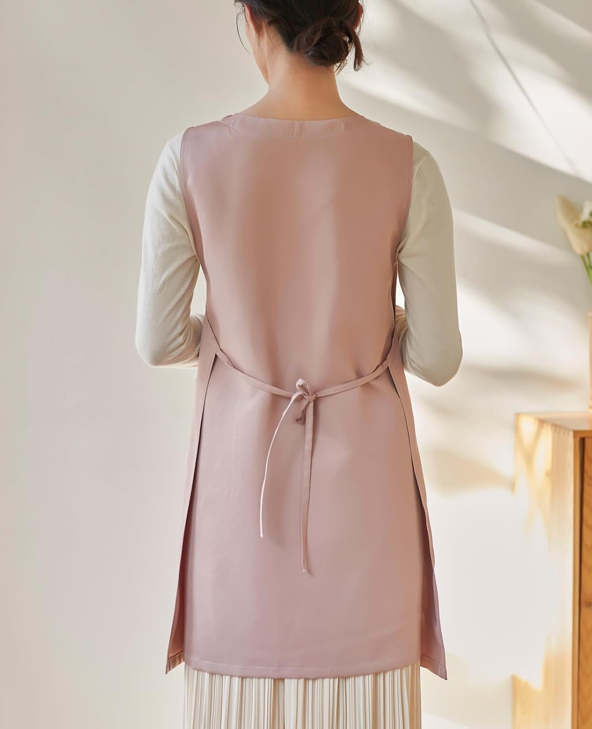 Women Cobbler Apron Japanese Style Aprons with 3 Pockets for Work Chef Kitchen