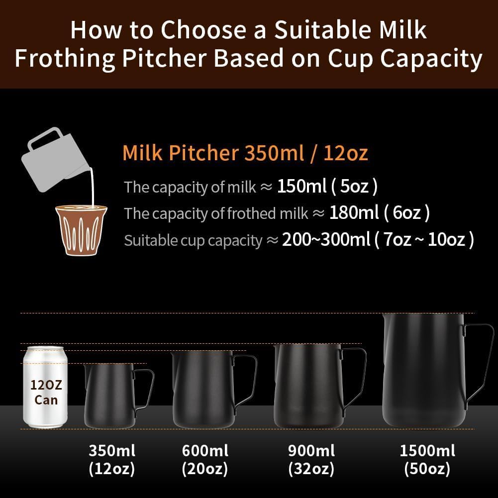 watchget Stainless Steel Milk Frothing Pitcher 20oz/600ml - Espresso Steaming Pitcher for Cappuccino, Latte Art, Coffee Machine Accessories Milk Jug Coffee Frother Cup, Matt Silver