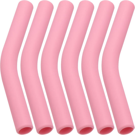 6Pcs Metal Straw Silicone Tips 5/16 IN Wide(8mm Outer Diameter) Food Grade Rubber Straw Covers Flex Elbow Replacement Tip for Stainless Steel Metal Straws, Pink
