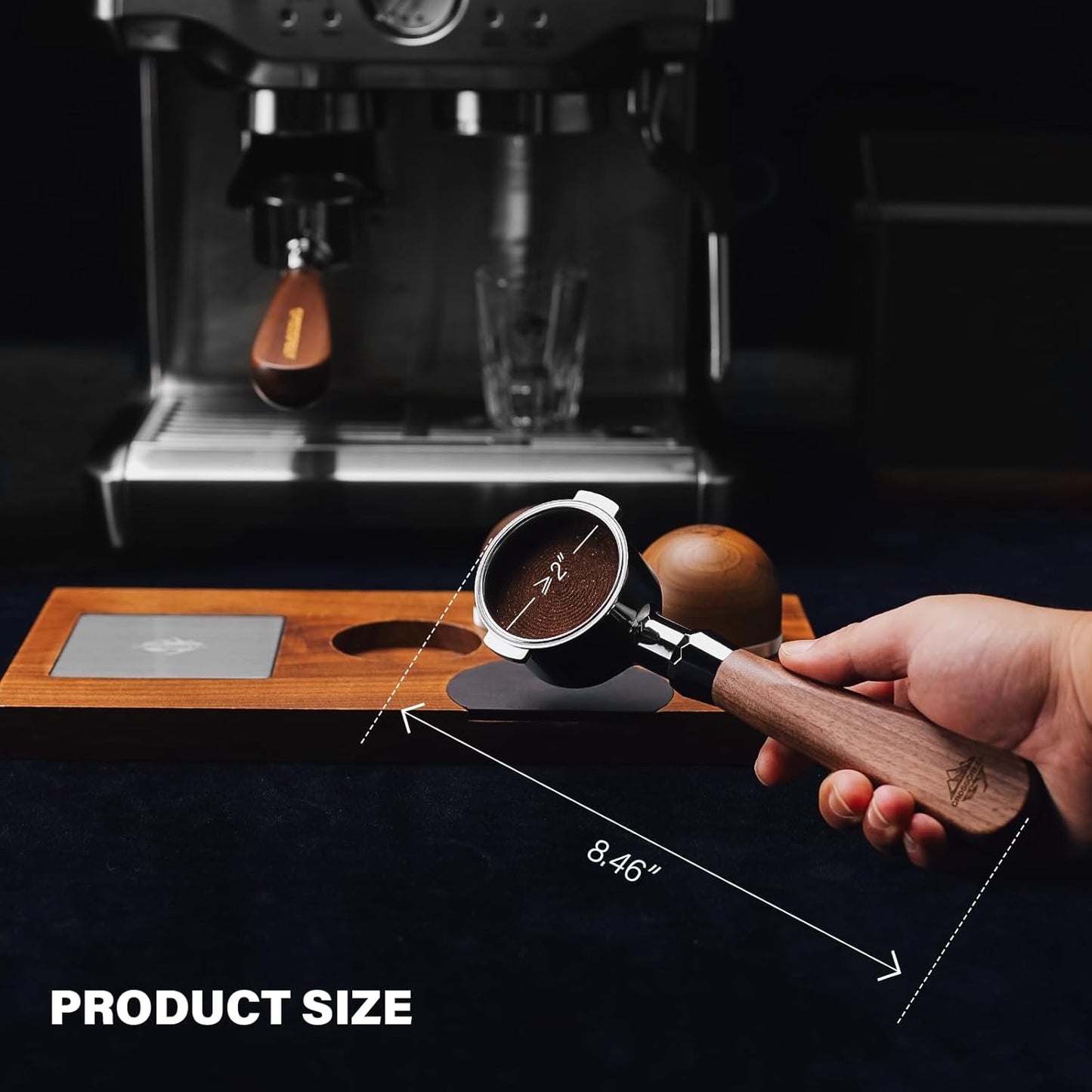 51mm Espresso Bottomless Portafilter with 2 Ear | Fits De’Longhi ECP3420 / EC155 / BCO430 / EC260 Espresso Machine | Stainless Steel Basket and Walnut Handle | Espresso Accessories