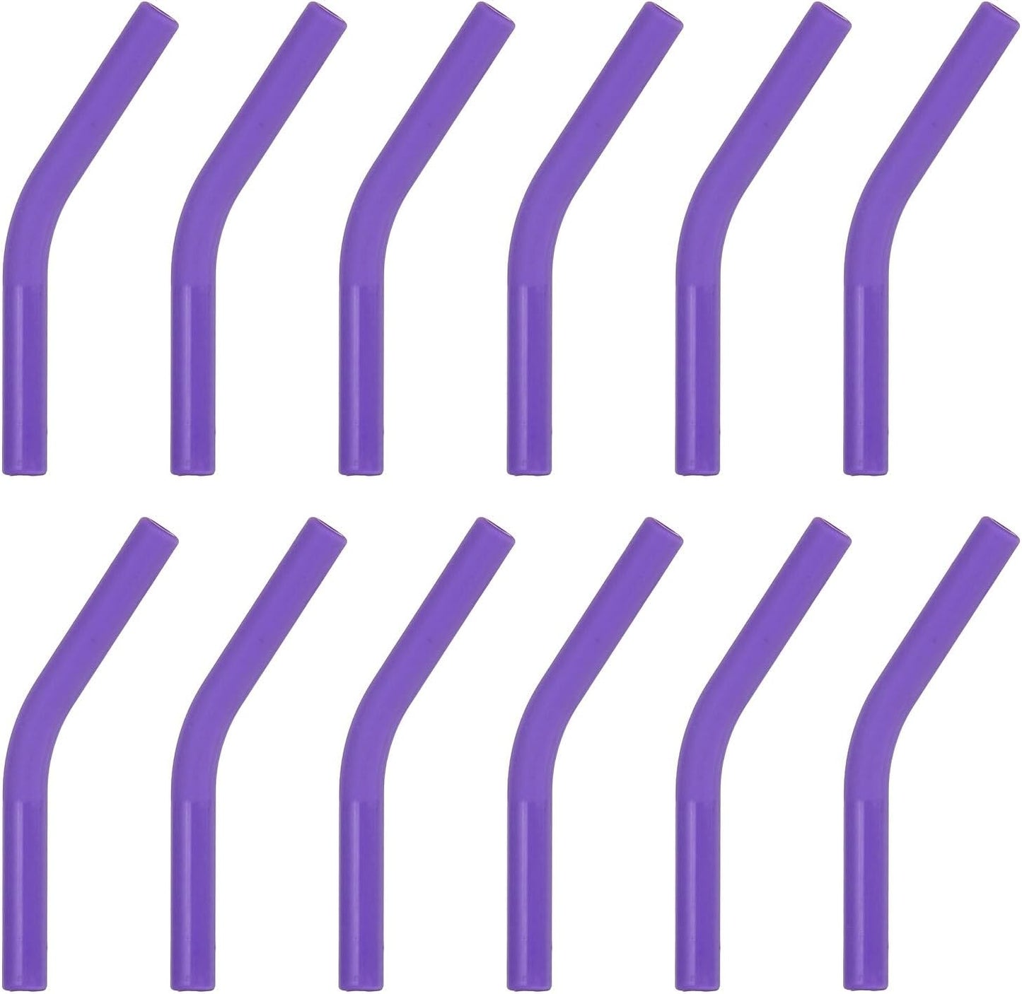 uxcell 12Pcs Silicone Straw Tips, Silicone Straw Elbows Tip, Soft Reusable Metal Straw Covers Fit for 6mm/0.24" OD Stainless Steel Straws, Purple