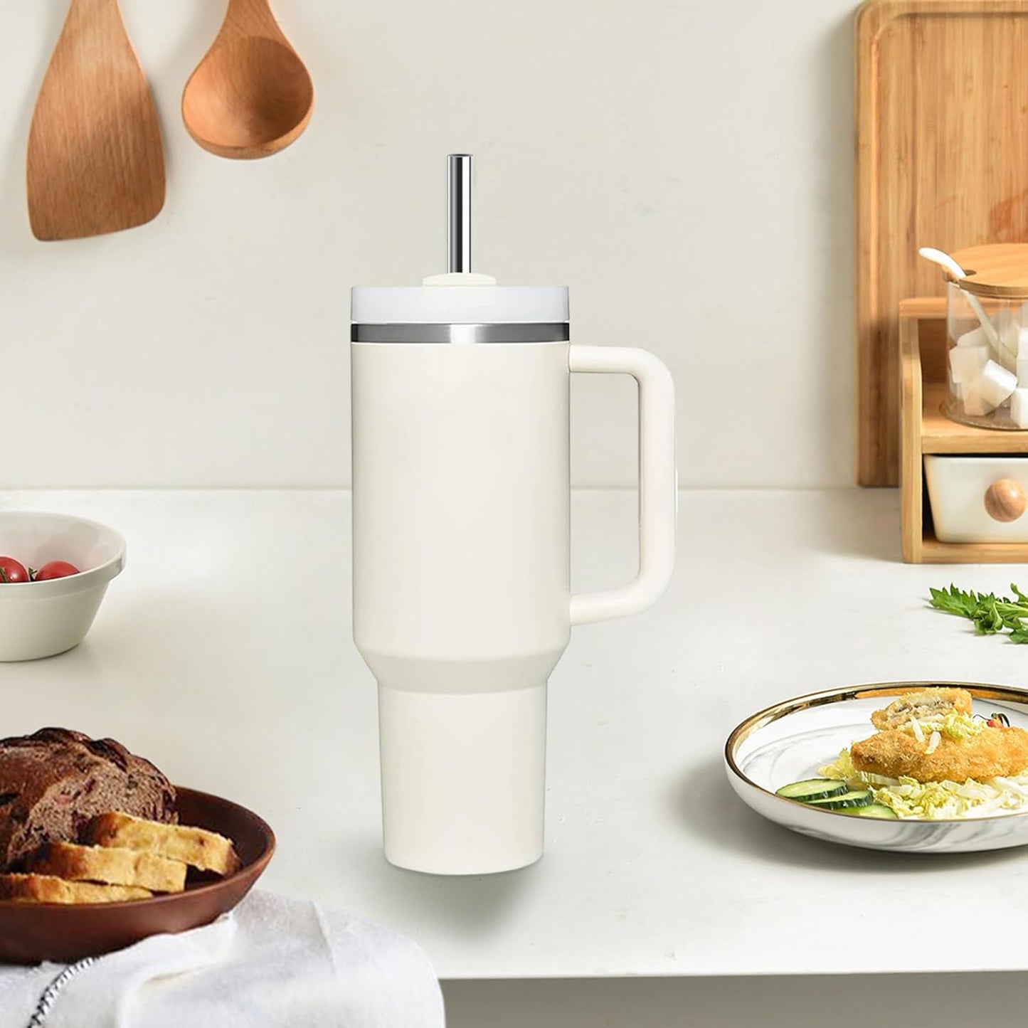 6 Pack Stainless Steel Straw Replacement 40 oz and 30ozfor Stanley Tumbler，6 Straight Reusable Straws with 2 Cleaning Brush Compatible with Stanley 40oz Stanley Cup Tumbler