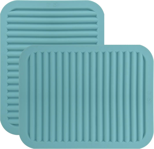 Silicone Trivets for Hot Dishes, Pots and Pans, Hot Pads for Kitchen Counter, Heat Resistant Trivets for Quartz Countertops, Hot Pads, Silicone Pot Holders Mats, Teal Table Trivet Mat, Set 2