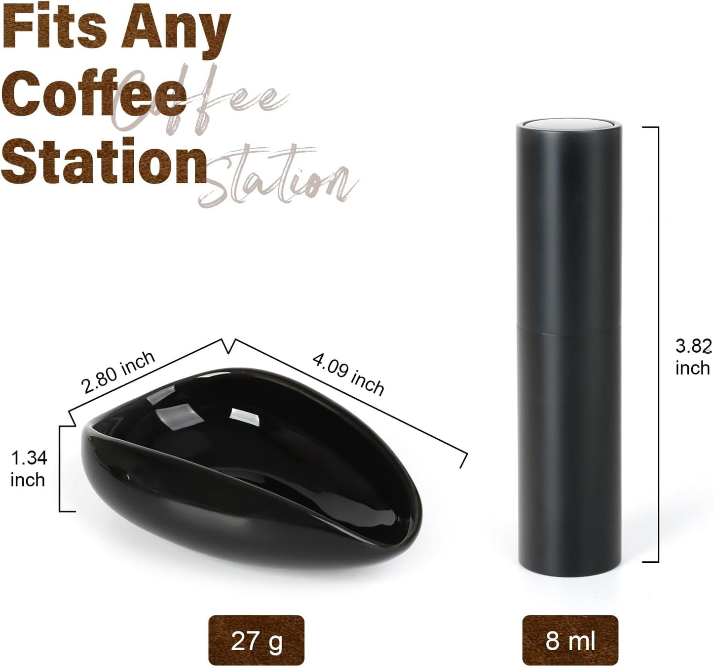 KitchenTour Precision Coffee Kit - Ceramic Dosing Cup & 8ml Anti-Static Sprayer - 2-in-1 Barista Set for Espresso/Cold Brew