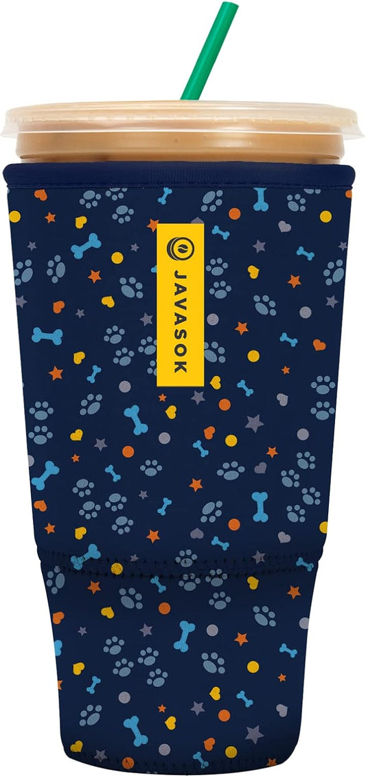 Sok It JavaSok Iced Coffee & Cold Soda Insulated Neoprene Cup Sleeve (Paws and Bones, XXLarge: 44-48oz)