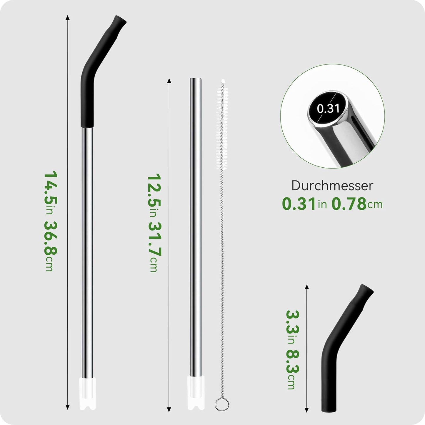 Snowfall Metal Straws for Stanley 40 OZ Tumbler, Long Reusable Stainless Steel Drinking Straws with Silicone Tip for Simple Modern 40 OZ Tumbler (Cream Gray)