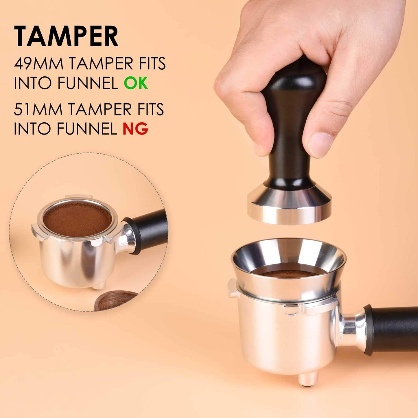 MATOW Stainless Steel Espresso Dosing Funnel Compatible with 51mm Portafilter
