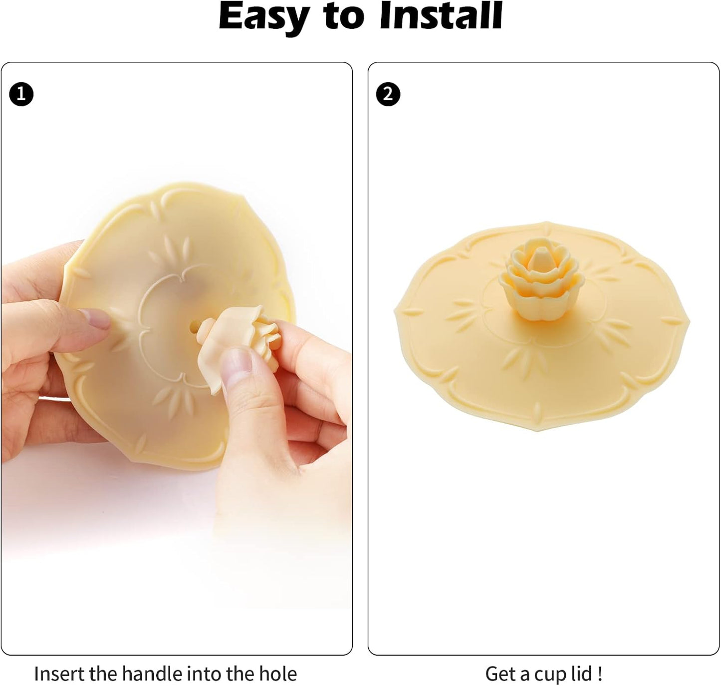 rose Silicone Cup Covers (Set of 4) ， Multicolored Silicone Lids for Mugs, Cups, Tea Pots,Flexible Mug Covers，Hot Cup Lids for Coffee & Tea