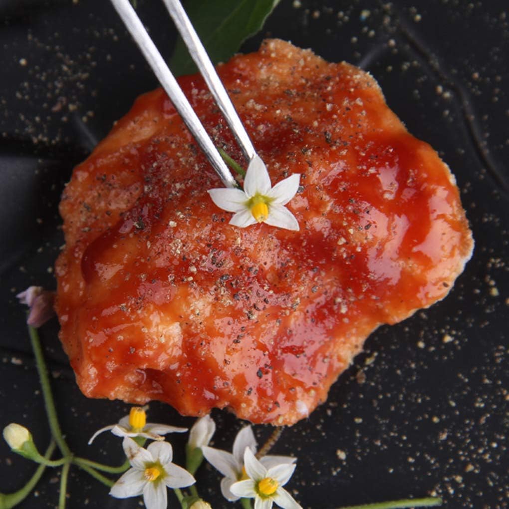 Kitchen Cooking Tweezers Culinary,3 Piece Set Stainless Steel Tweezer Precision Tongs Offset Tip for Cooking Food Design styling(6.3-Inch)