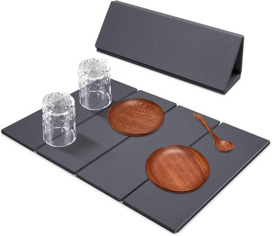 Large Dish Drying Mat for Kitchen Counter,24"×16"Fast Dry Pad Absorbent Countertop Mat, Heat-resistant Mat,Diatomaceous Earth Mats,Gray