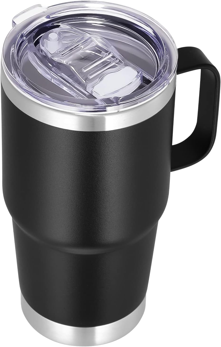 VEGOND 20 oz Tumbler with Handle Lid and Straw, Stainless Steel Insulated Travel Coffee Mug Spill Proof Double Wall Metal Tumbler Cup Keeps Drink Hot and Cold, Black 1 Pack