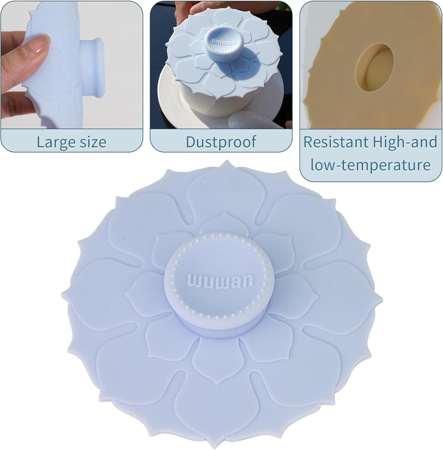 Silicone Cup Covers 4.1 Inch Reusable Silicone Mug and Cup Lids Suction Seal Lid Caps to Keep Drink Warm or Cold for Steeping Coffee Tea And Drink Cover (wuwan flower 3pcs, 3)