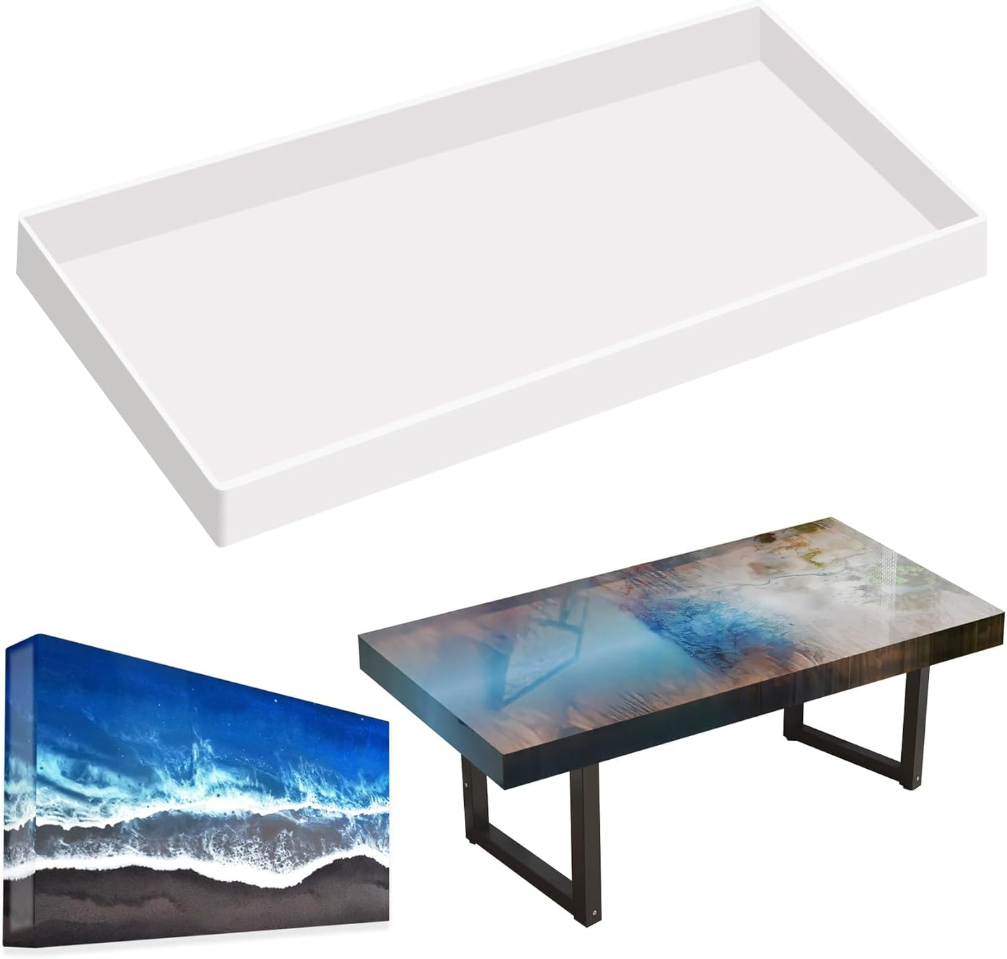 Extra Large Epoxy Resin Mold 22.63x11.81x1.38in, Reusable Resin Molds for River Table, Coffee Table, Trays, Cutting Boards, DIY Resin Art