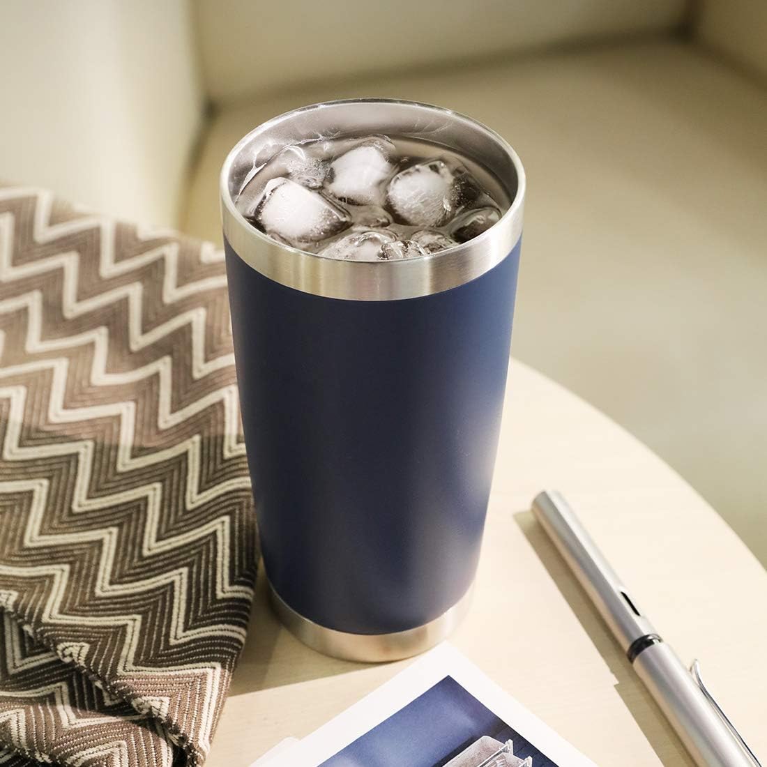DOMICARE 20oz Stainless Steel Tumbler Bulk with Lid, Double Wall Vacuum Insulated Travel Mug, Powder Coated Coffee Cup (Powder Navy, 1)
