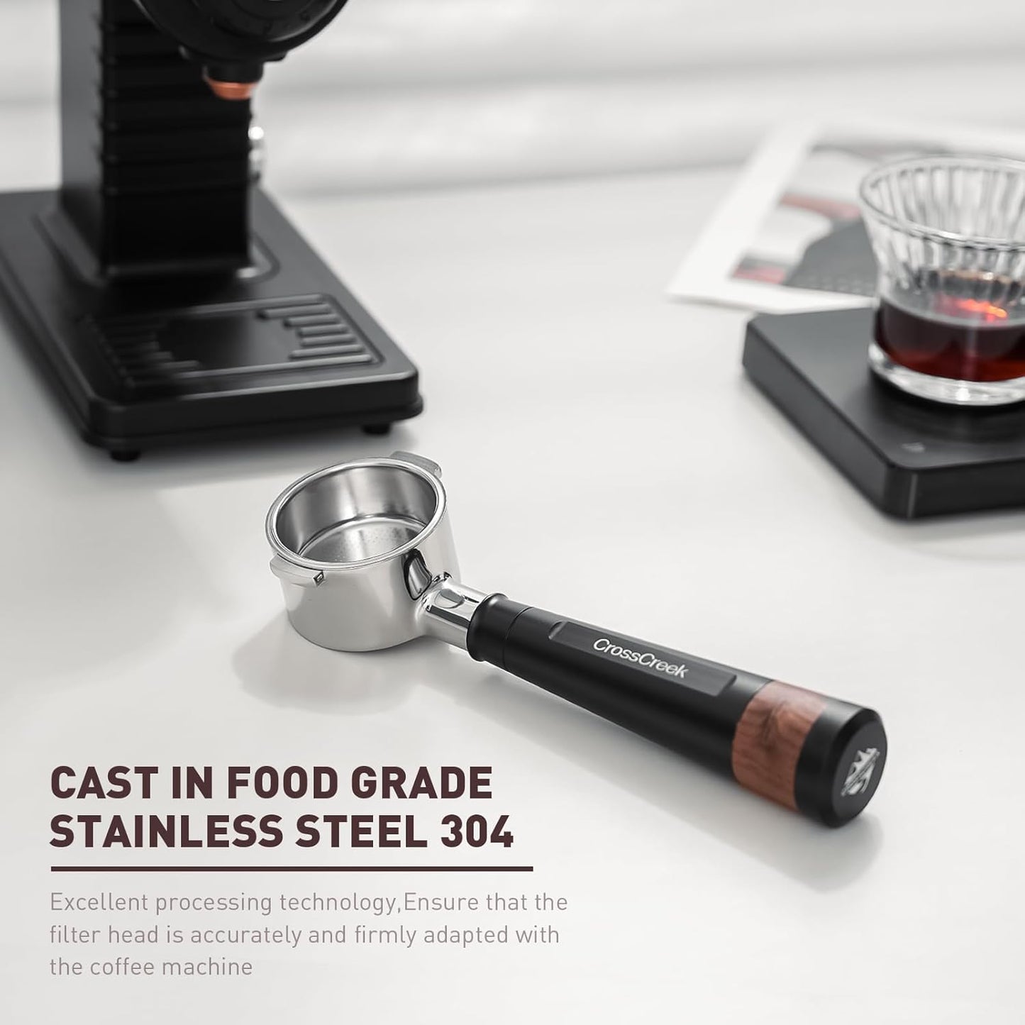 51mm Espresso Bottomless Portafilter with 2 Ear | Stainless Steel Basket and Black Aluminum Alloy Handle | Fits De’Longhi ECP3420 / EC155 / BCO430 / EC260 Espresso Machine | Accessories