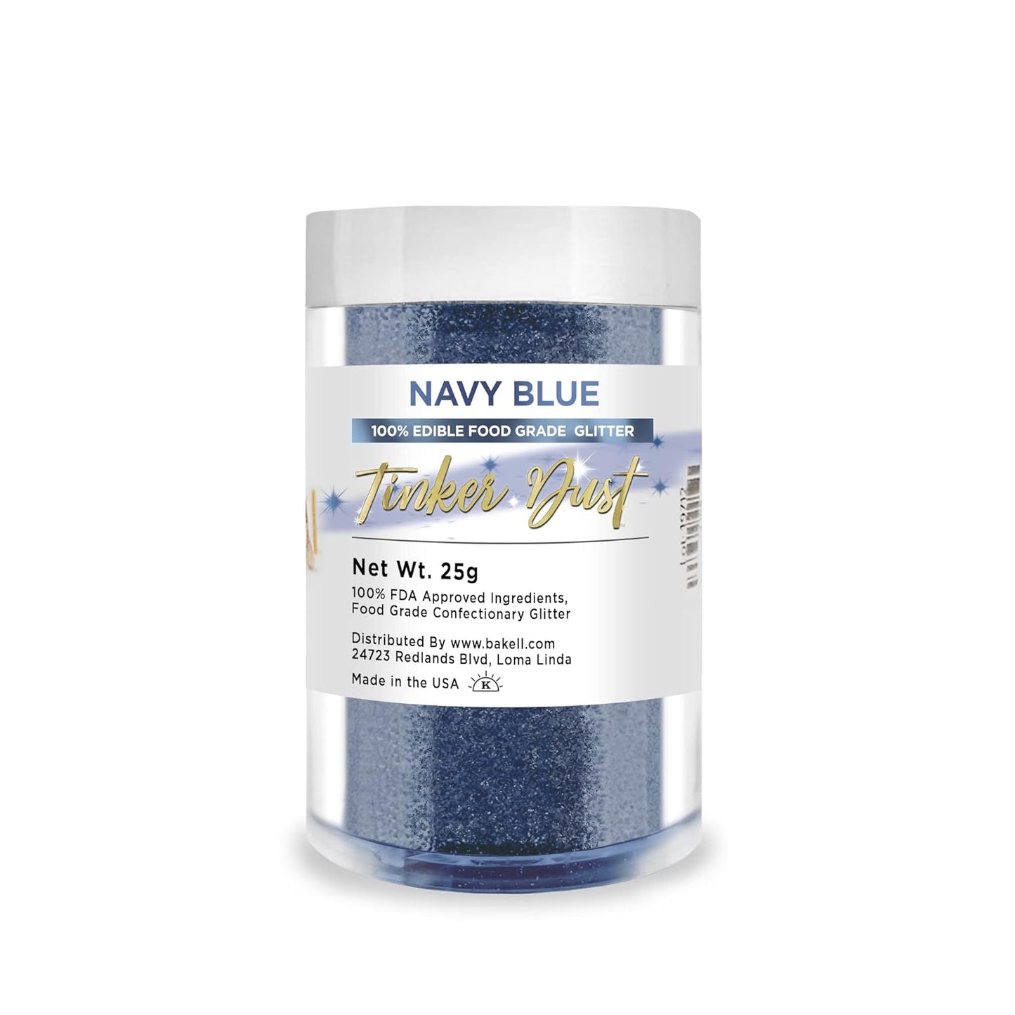 BAKELL Navy Blue Edible Glitter, 25 Grams | TINKER DUST Edible Glitter | KOSHER Certified | 100% Edible Glitter | Cakes, Cupcakes, Cake Pops, Drinks, Dessert Vegan Glitter & Dusts (25g, Navy Blue)
