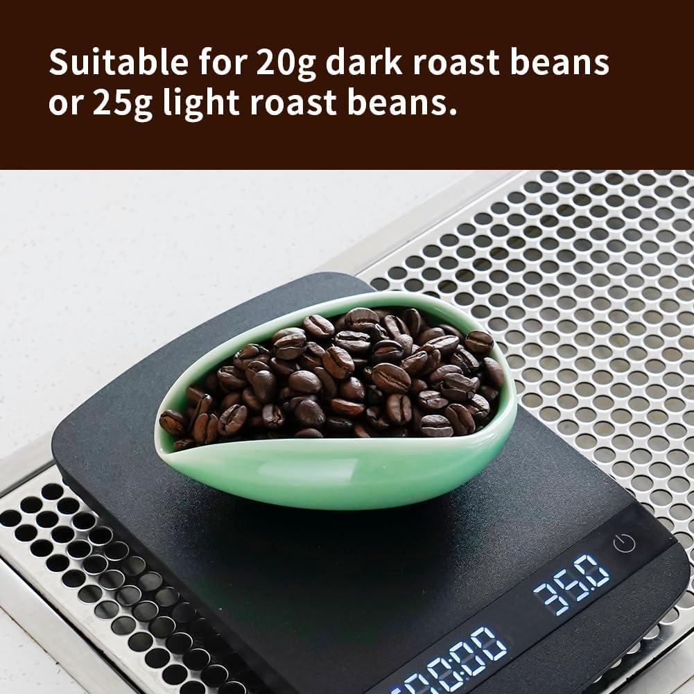 watchget Coffee Beans Dosing Cup - Ceramic Single Dose Measuring Tray for Coffee Beans, Loose Leaf Tea, Spices, and More, Premium Dosing Vessel, Cyan