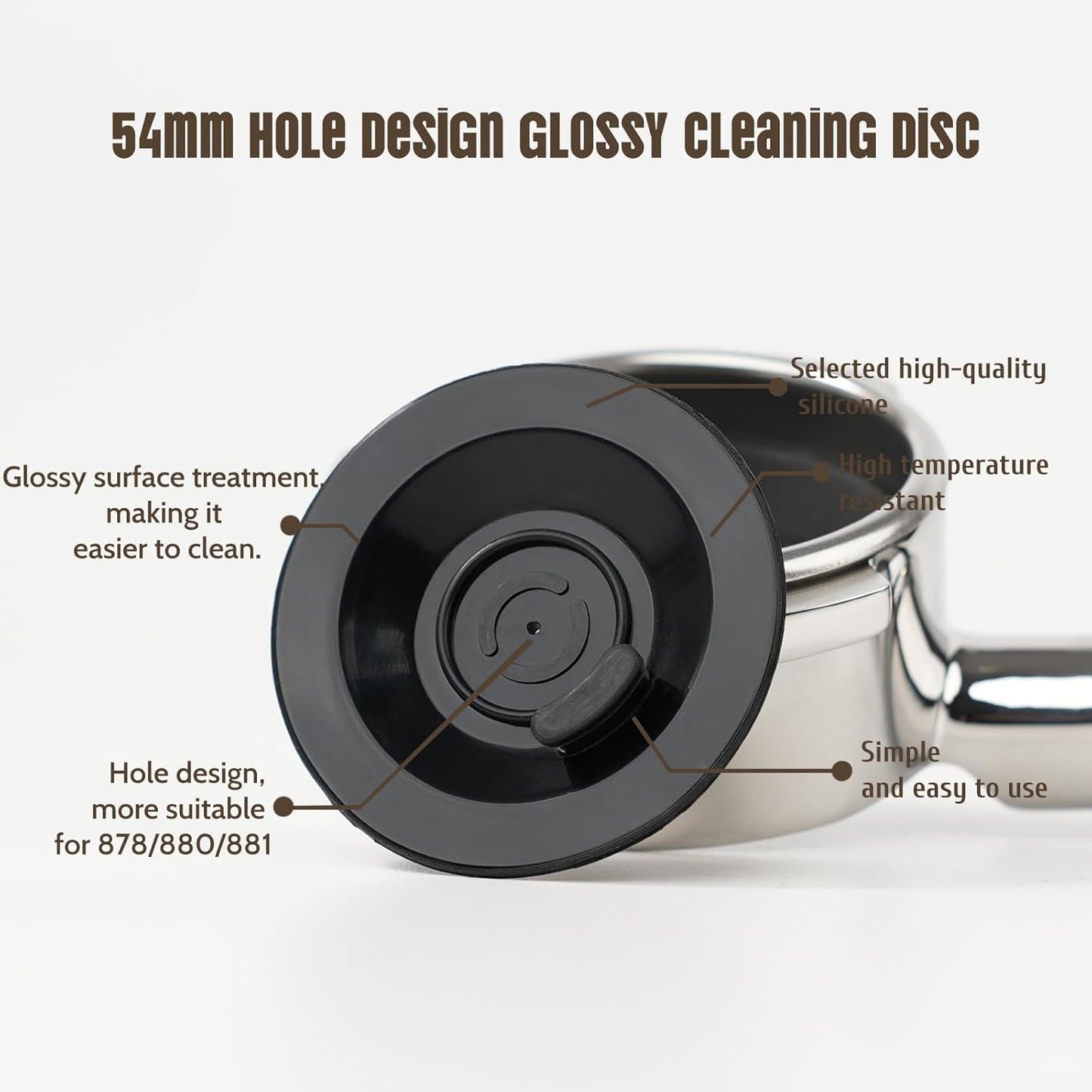 54mm Cleaning Disc Replacement for Breville Barista Espress Backflush Compatible with BES870/BES878/BES876/BES840/BES880/BES881/810/881 Espresso Machines Accessories(54mm Glossy Black (With Holes))