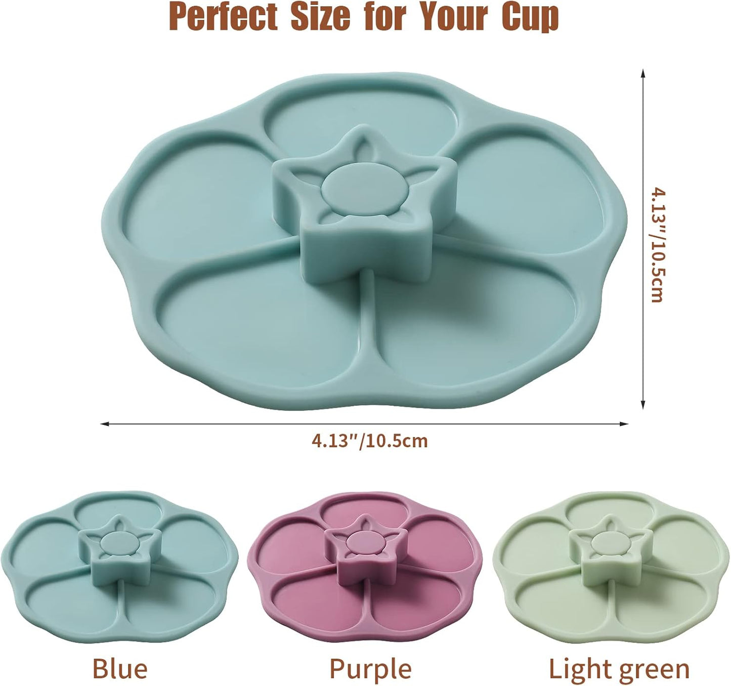 Petal Silicone Cup Covers (Set of 3) ， Multicolored Silicone Lids for Mugs, Cups, Tea Pots,Flexible Mug Covers，Hot Cup Lids for Coffee & Tea