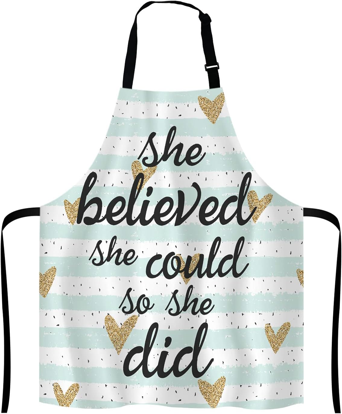She Believed She Could So She Did Inspirational Quotes Adjustable Bib Apron Kitchen Cooking Baking Gardening Apron for Women Men