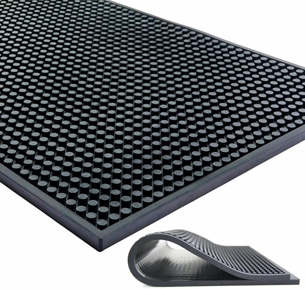 Large Size Thicker Bar Mat for Countertop,Dish Drying Mat, Coffee Bars, Tea Bar,Under Sink Storage Mat 16X28''( Black)
