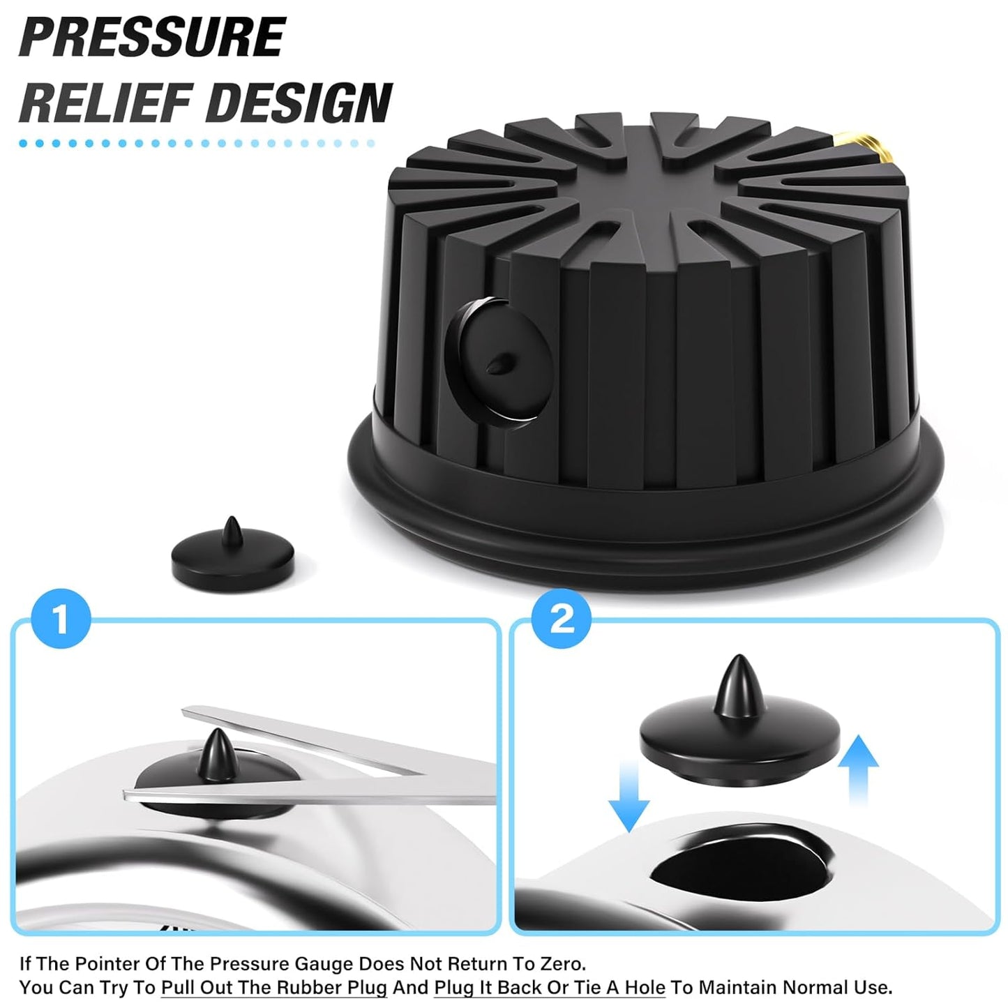 MEANLIN MEASURE 0~5000Psi Stainless Steel 1/4" NPT 2.5" FACE DIAL Liquid Filled Pressure Gauge, Lower Mount (with Rubber Protective Sleeve), with 1/2" NPT and 3/8" NPT Hex Bushing