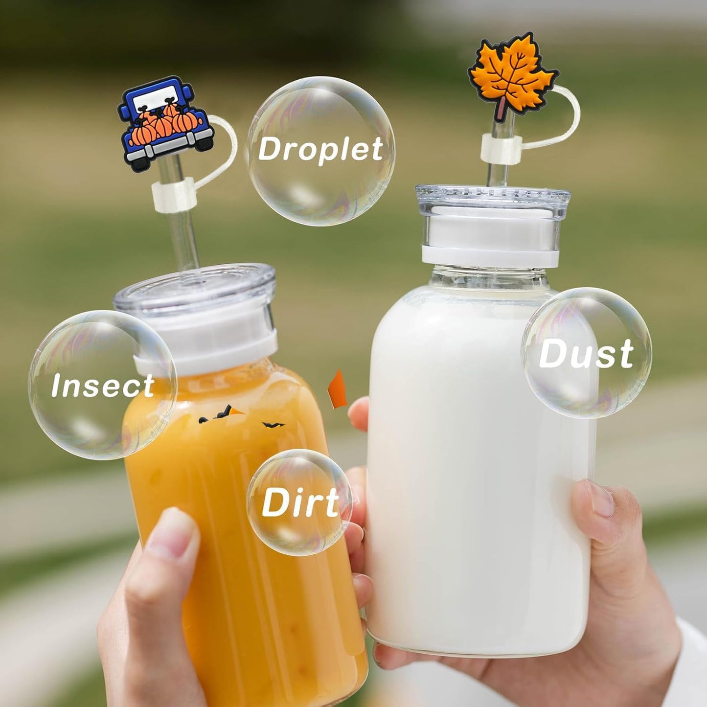 9pcs Fall Toppers for Stanley Cup - Thanksgiving Autumn Straw Covers 10mm Drinking Tip Covers for Stanley Cup Accessories