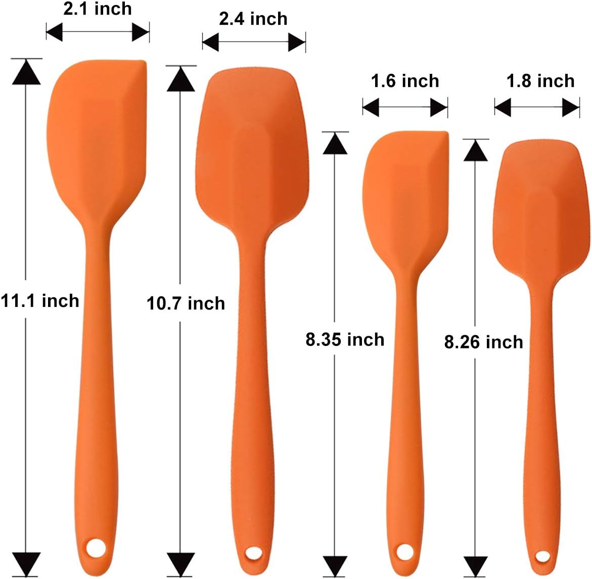 Silicone Spatulas Set, Rubber Spoon Spatula Heat Resistant Spoonula One Piece Design Seamless Spatula Non-Stick Scrapers Baking Mixing Tool (Orange Set)