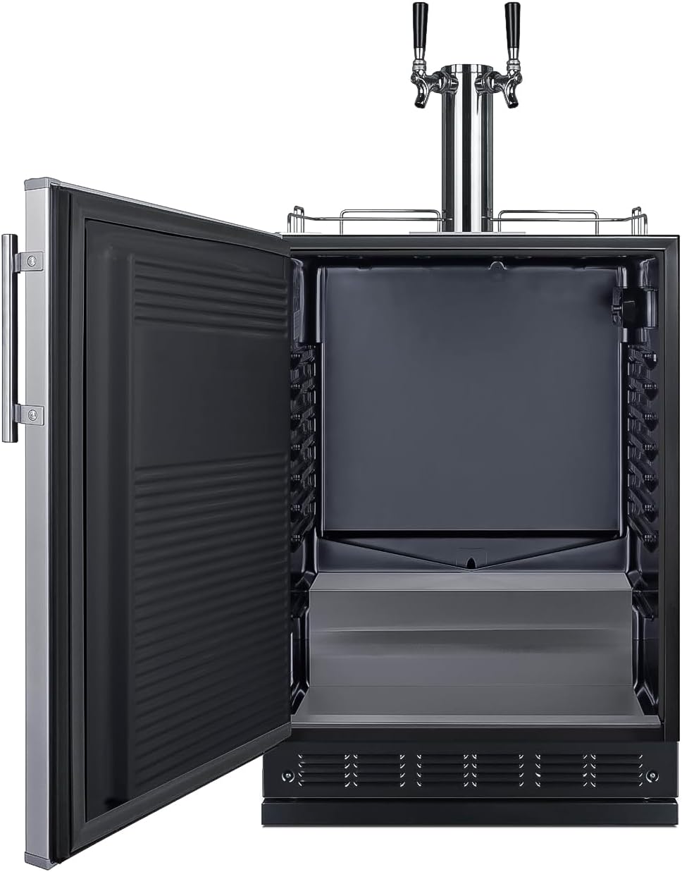Summit Appliance 24" Wide Wine Kegerator/Refrigerator Combo, Black Interior, Caster Wheels, Residential/Commercial Use (LHD, Wine)