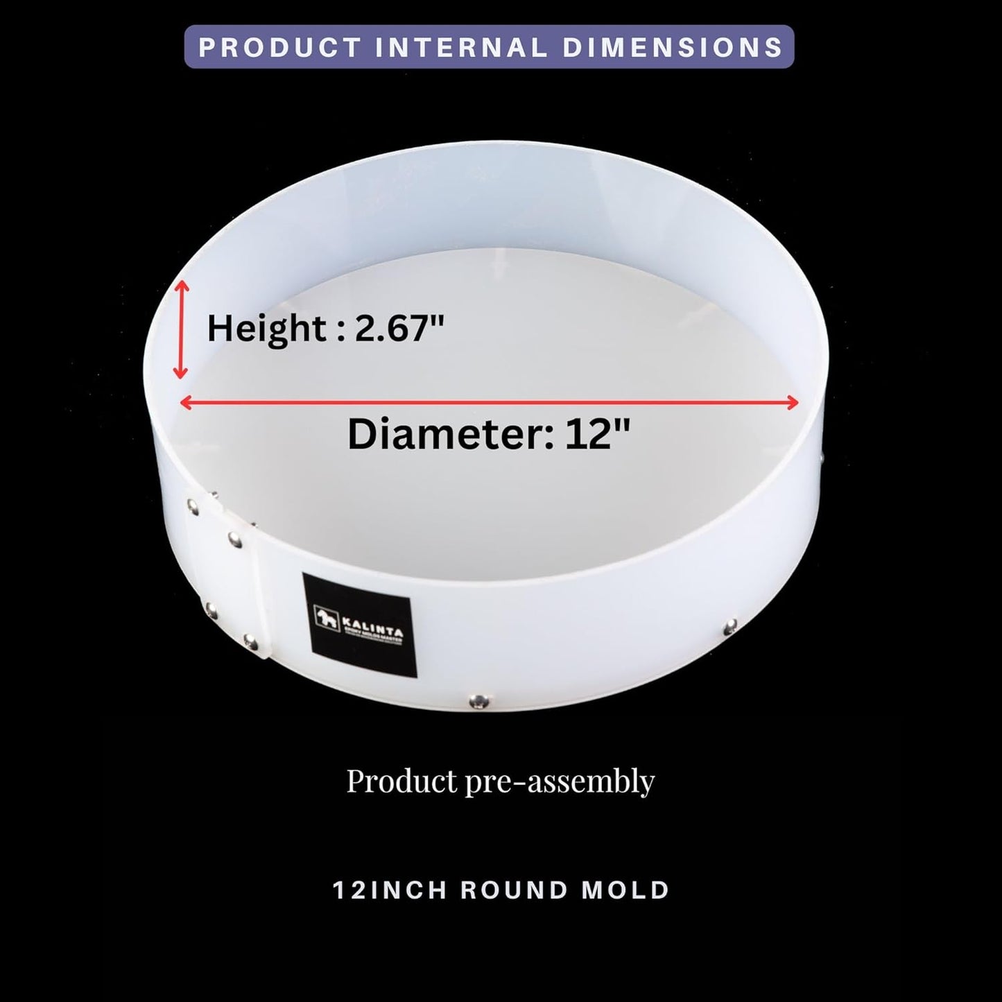 Resin Mold Large Round Deep -Kalinta 12inch Reusable Epoxy Round Molds for Resin Clock, Serving Tray Board, End Table，Floral Preservation Bouquet