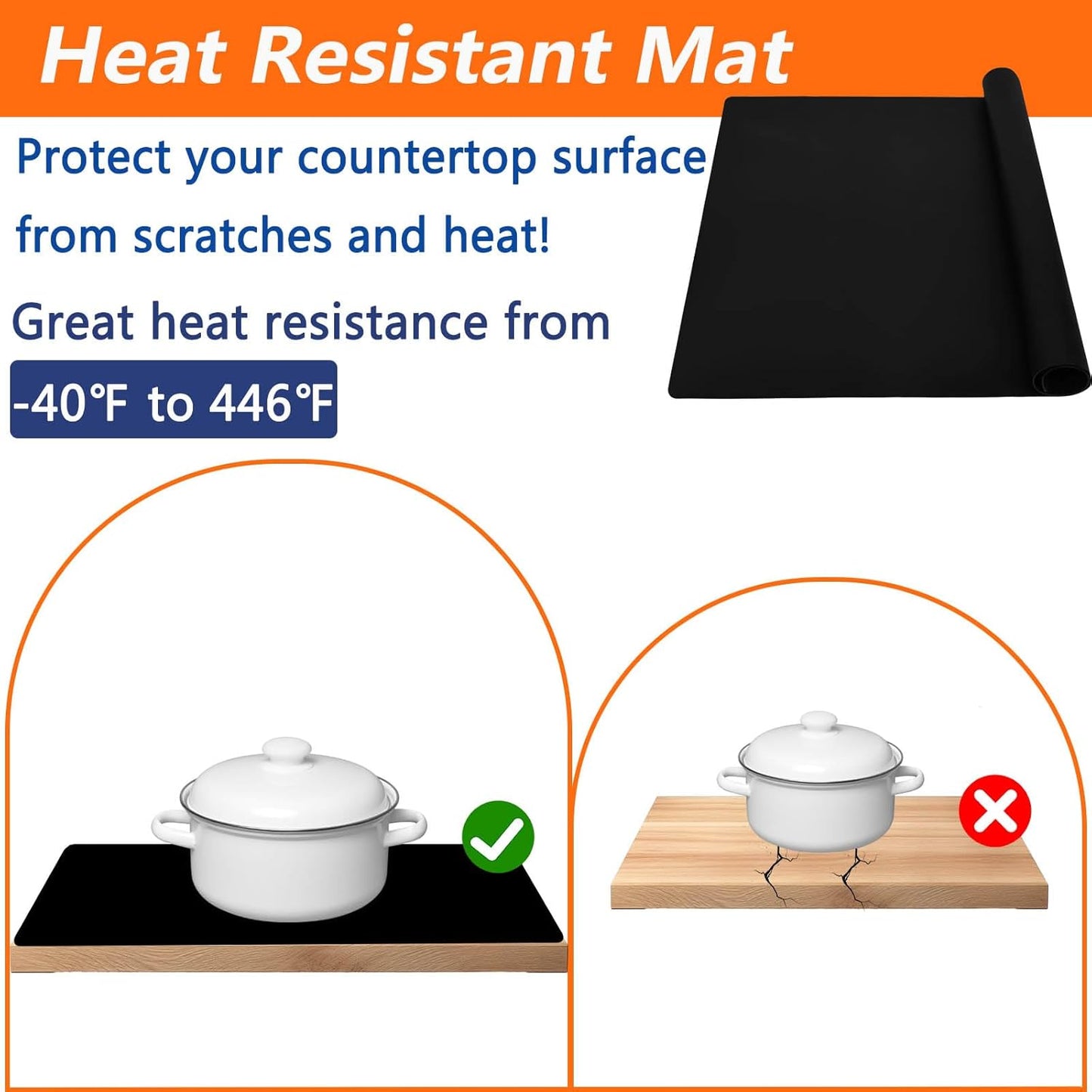 2Pack Large Silicone Mats for Kitchen Counter, 36''x24''(90cmx60cm) Heat Resistant Mat for Kitchen Island, Waterproof Multipurpose Countertop Protector, Semitransparent