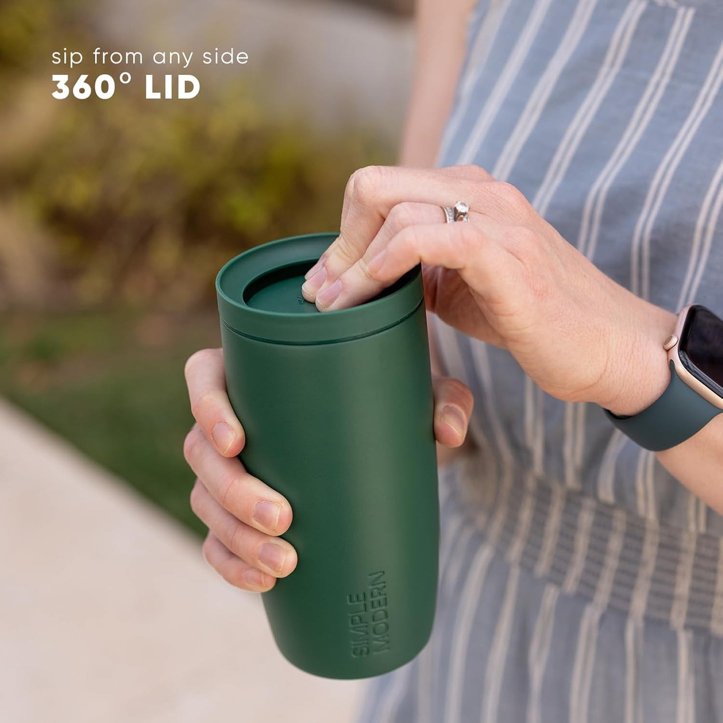 Simple Modern Voyager Signature | 16oz Travel Coffee Mug Tumbler with 360° Lid | Gifts for Women Men | Ceramic-Lined Insulated Stainless Steel Cold Brew Iced Coffee Cup | Blue Jay Gingham