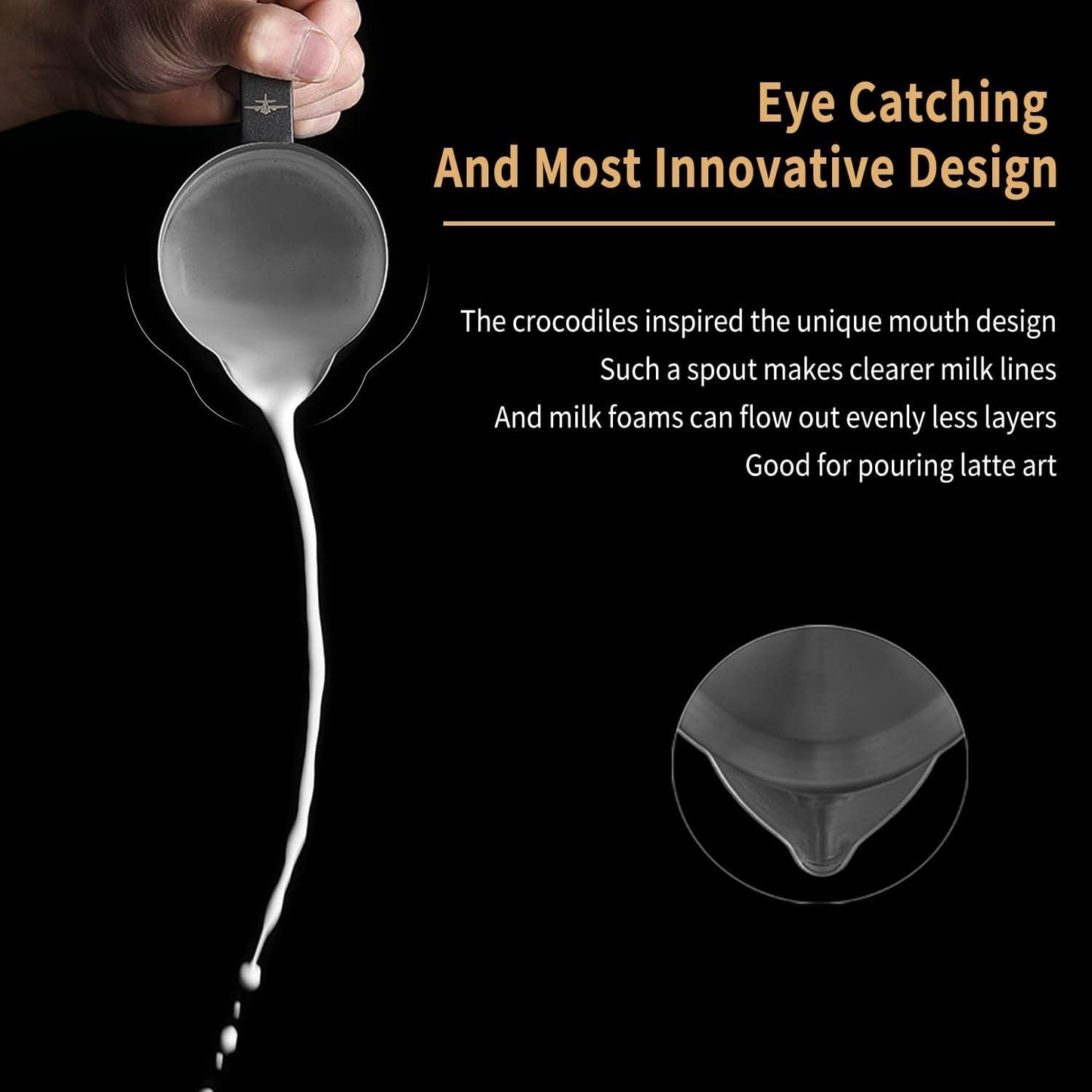 MHW-3BOMBER Espresso Steaming Pitcher Milk Frothing Pitcher Stainless Steel Milk Coffee Cappuccino Latte Art Barista Cup (5.0 Black(printing), 16.9 Ounces) P5159S-OS