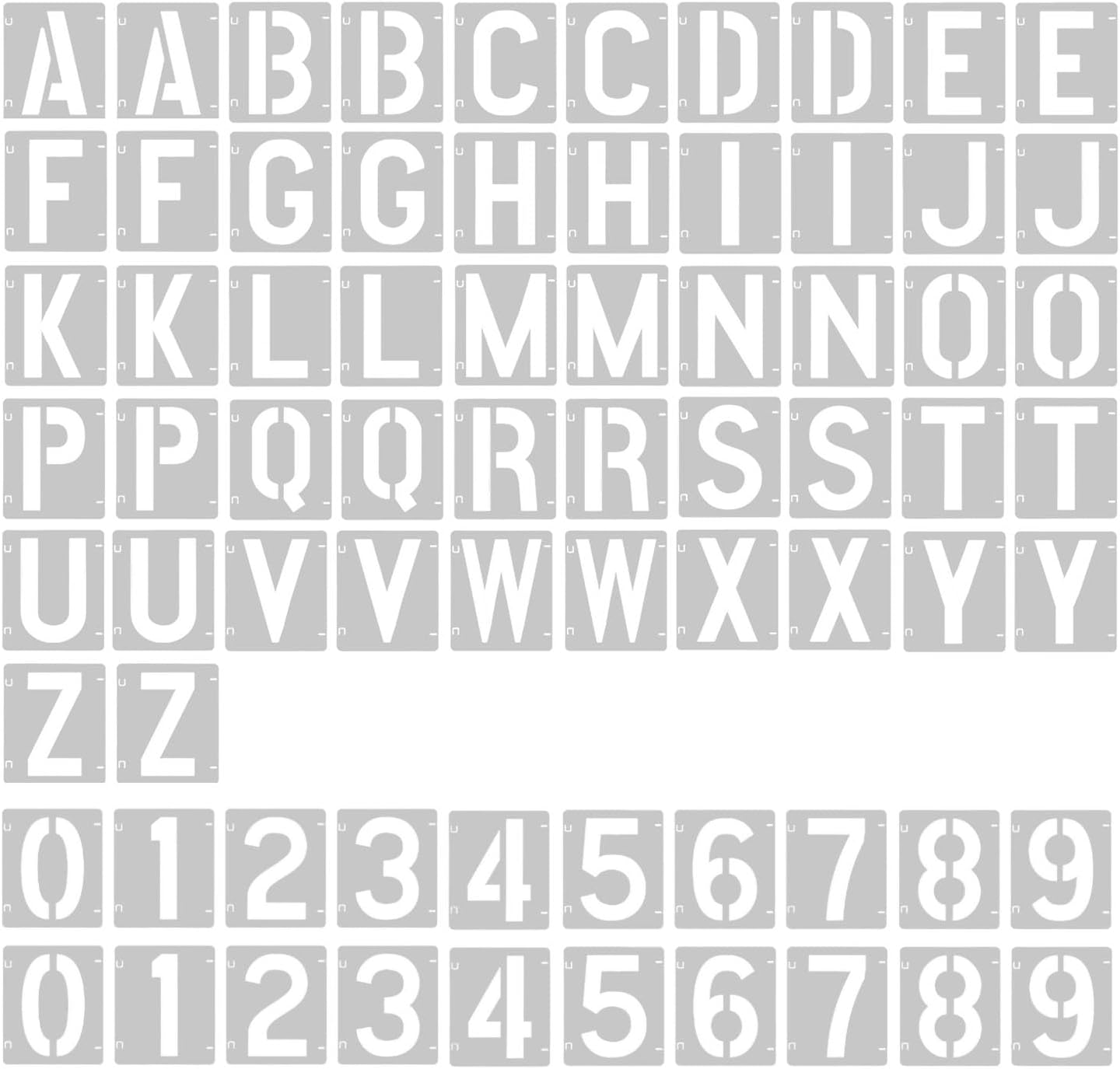 2 Pack - 1 Inch Letter Stencils Set, 72 Reusable Stencils for Painting On Wood, Metal, Walls, Fabric, Rocks with Interlocking, Perfect for Banners, Sign Making & DIY Art (1 inch)