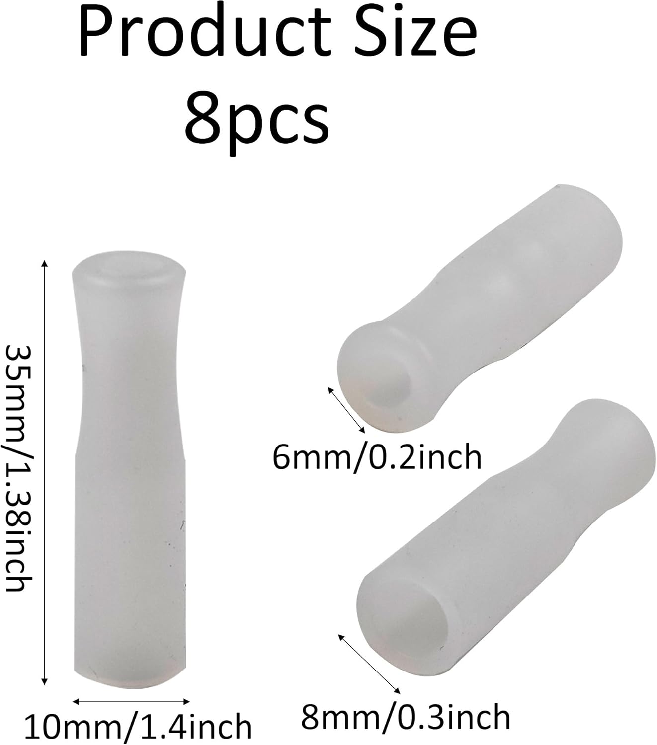 pson 8Pcs Silicone Straw Tips, Food Grade Reusable Anti-Scald/Cold Straw Covers Fit for 8mm Stainless Steel Straws(White)