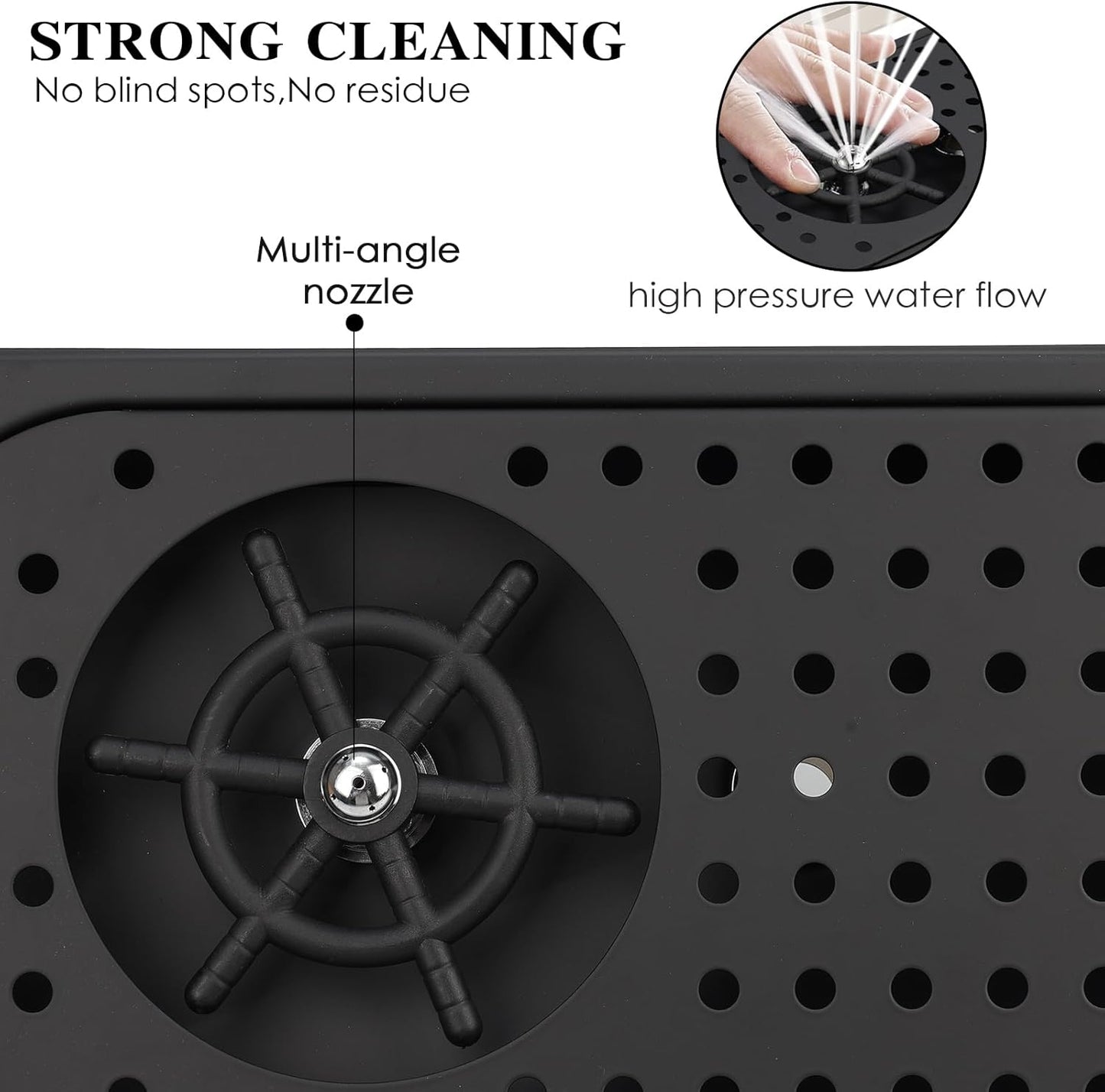 Pitcher Washer, Espresso Washer, Drainage and Drip Tray Stainless Steel Bar Glass Washer is The Sink, and The Cup Spray Washer is The Home Kitchen Hotel Cafe Restaurant (Black)