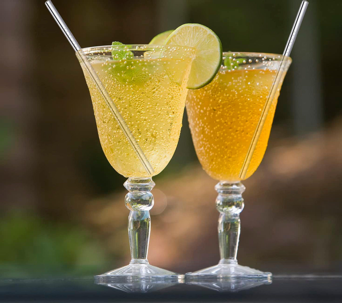 Cocktail Straws Short Stainless Steel Straw 6 Inch, Reusable Metal Small Mini Bar Drinking Straws Set with Cleaner Brush for Cocktails Rock Gin Glass Coffee Mason Jar Tumblers Juice Box, Silver 8 Pcs