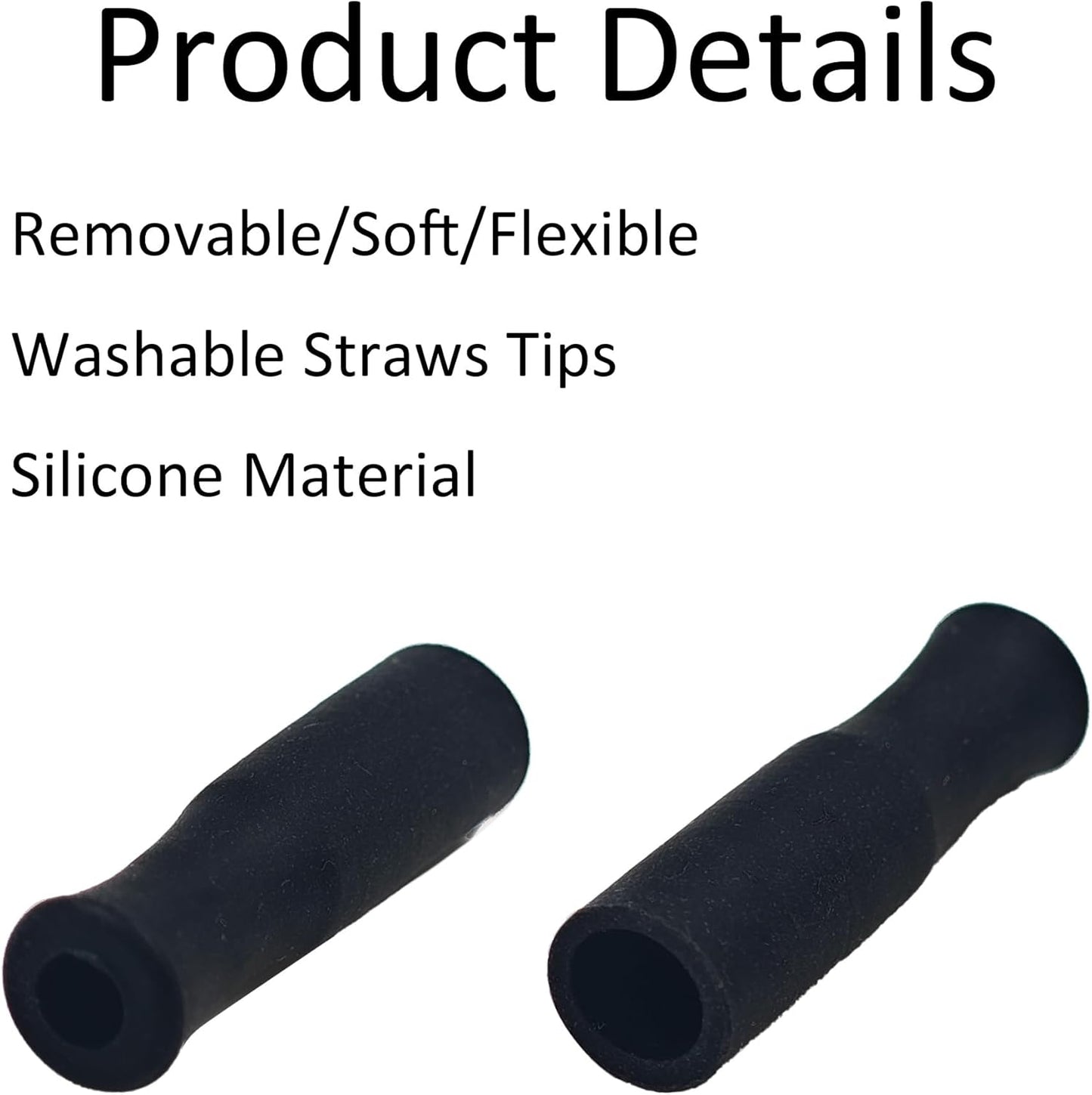 pson 8Pcs Silicone Straw Tips, Food Grade Reusable Anti-Scald/Cold Straw Covers Fit for 8mm Stainless Steel Straws(Black)