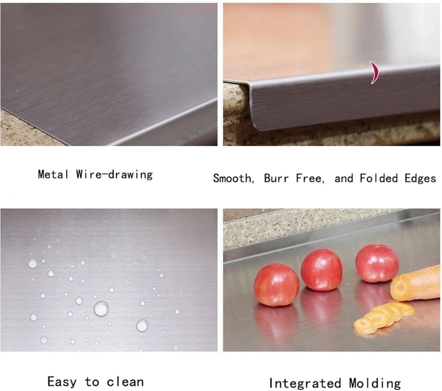 Stainless Steel Cutting Boards for The Kitchen, Suitable for Meat, Fruits, Vegetables, Bread, and Baking Large-sized Cutting Boards (50 x 40cm/19.7 x 15.7 in)