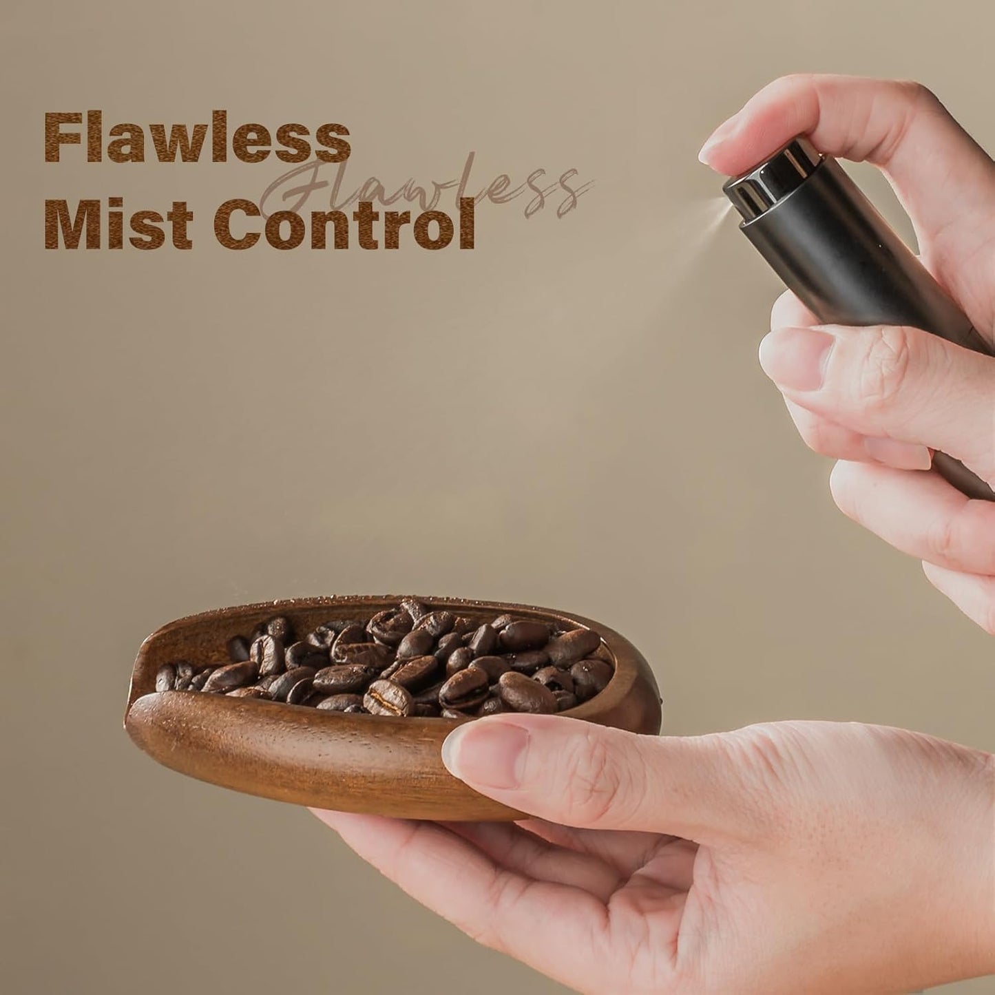 KitchenTour Organic Coffee Kit - Wooden Dosing Cup & 8ml Anti-Static Sprayer - 2-in-1 Barista Set for Espresso/Cold Brew