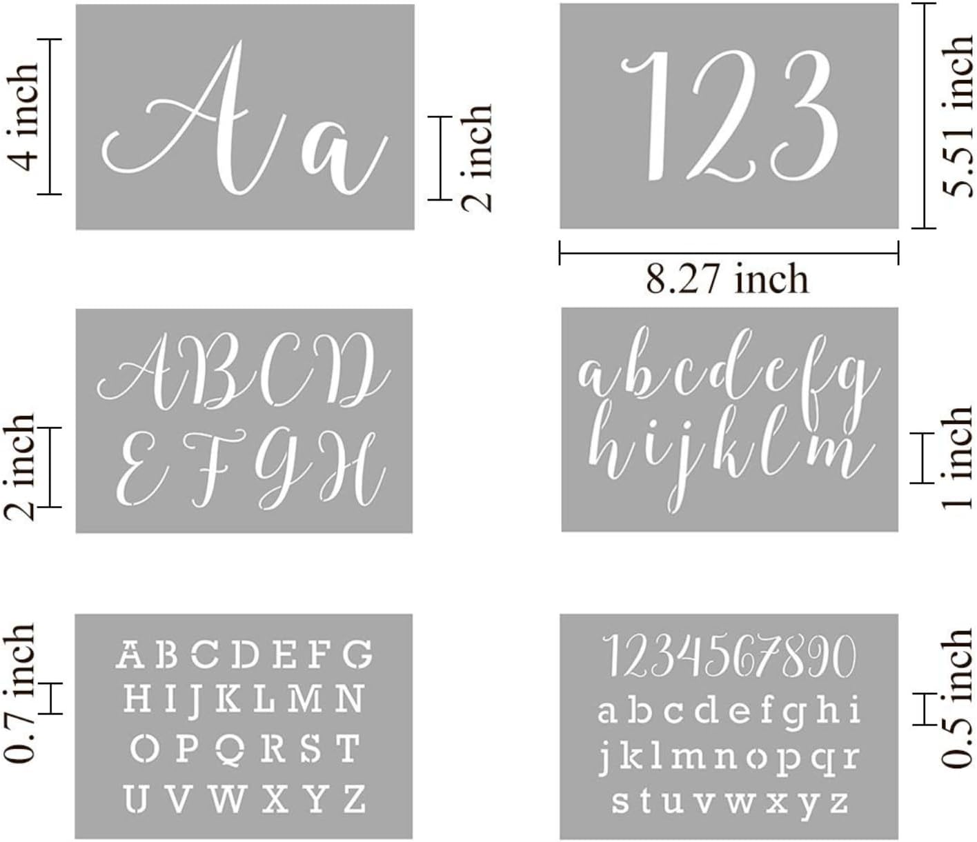 Stencils for Painting, 45 Pack, 4 Inch and 2 Inch Letter Stencils and Numbers, Symbols and Signs, Alphabet Stencils. Reusable Calligraphy Letter Stencils for Arts Crafts Painting Wood