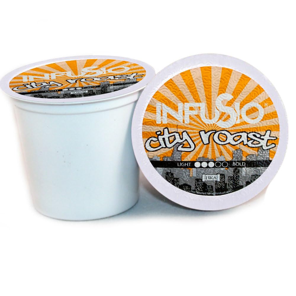 InfuSio Coffee Pods 96 Count City Roast Medium Roast Single Serve Coffee pods for Keurig K Cups Brewers - InfuSio Premium Roasted Keurig 2.0 Compatible