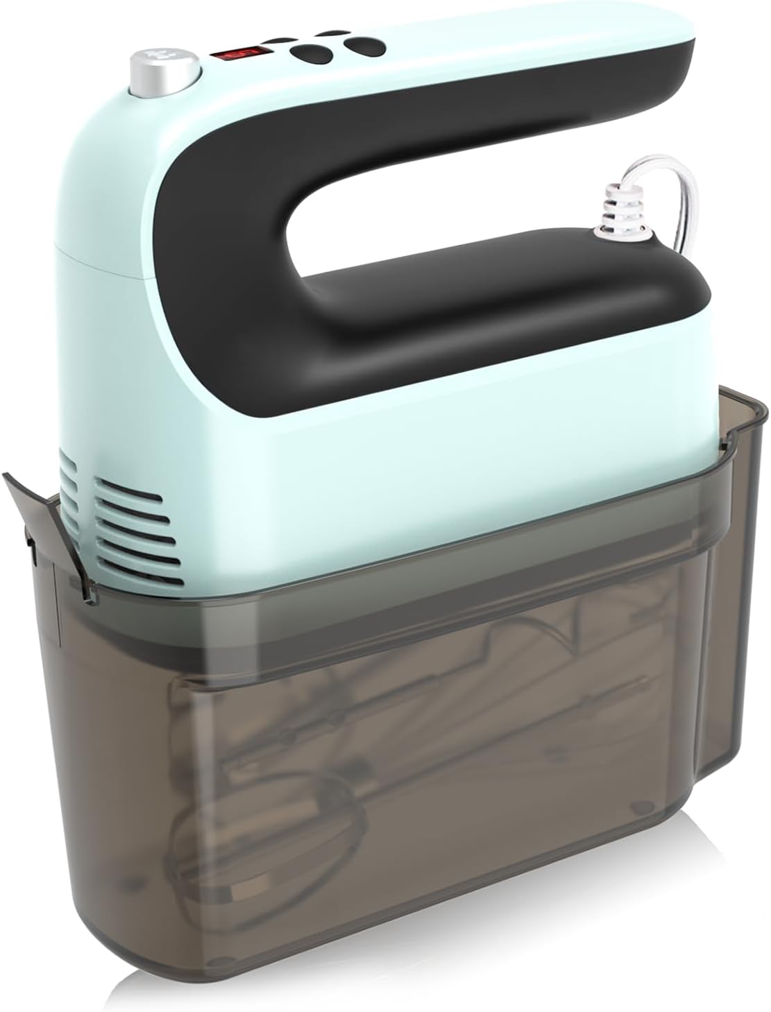 9-Speed Digital Hand Mixer Electric, 400W Powerful DC Motor, Baking Mixer Handheld with Snap-On Storage Case, Touch Button, Turbo Boost, Dough Hooks, Whisk (Ice Blue)