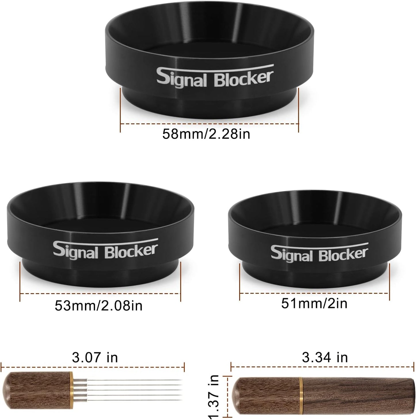 54mm Espresso Dosing Funnel: Coffee Dosing Funnel for Breville - 54mm Portafilter Funnel Magnetic Coffee Dosing Ring Aluminium Metal | Espresso Machine Accessories Bundle Including Espresso WDT Tool