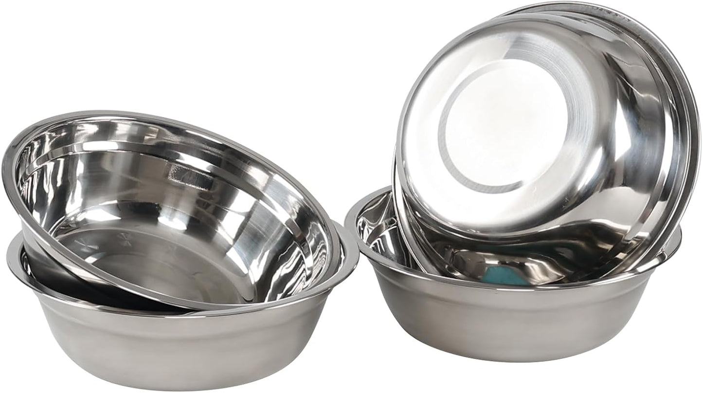 Xyskin Set of 4 Stainless Steel Mixing Bowl Set, Metal Serving Bowls, Great for Cooking, Baking, Prepping